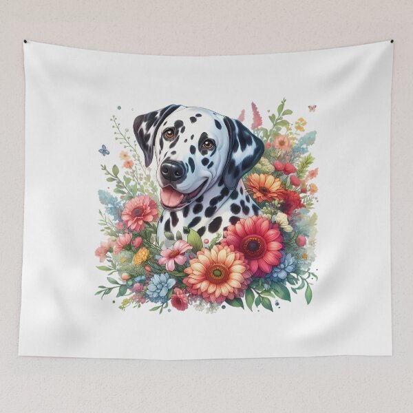 Item preview, A Dalmatian with beautiful colorful flowers designed and sold by CreativeSparkzz.