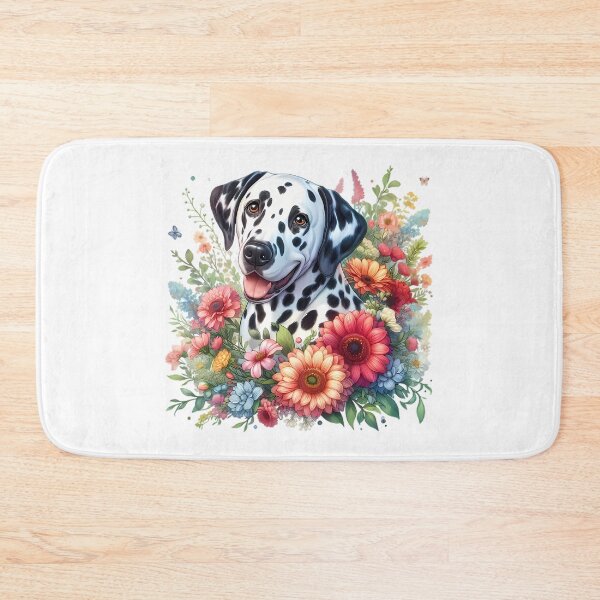 Item preview, A Dalmatian with beautiful colorful flowers designed and sold by CreativeSparkzz.