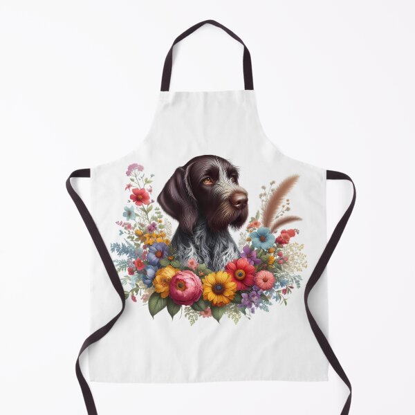 Item preview, A German Wirehaired Pointer with beautiful colorful flowers designed and sold by CreativeSparkzz.