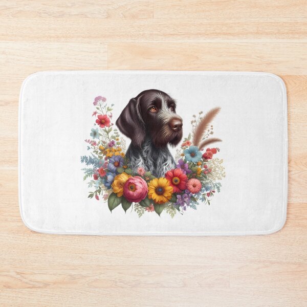 Item preview, A German Wirehaired Pointer with beautiful colorful flowers designed and sold by CreativeSparkzz.