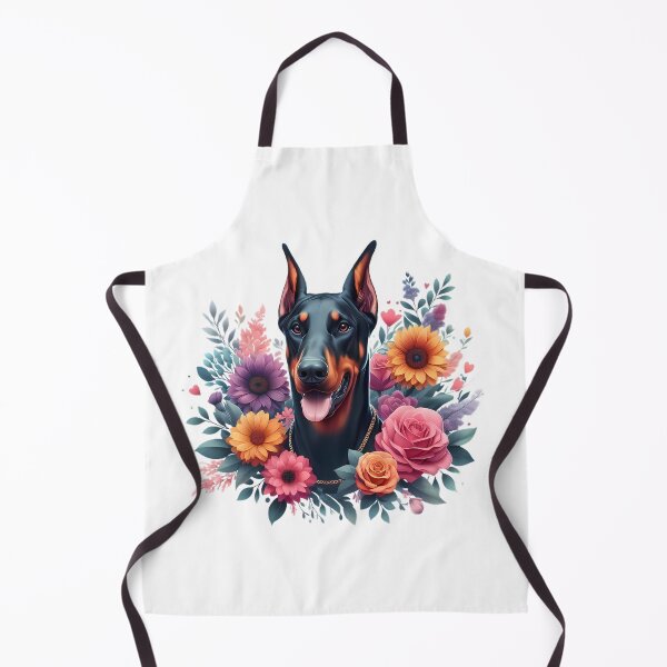 Item preview, A Doberman with beautiful colorful flowers designed and sold by CreativeSparkzz.