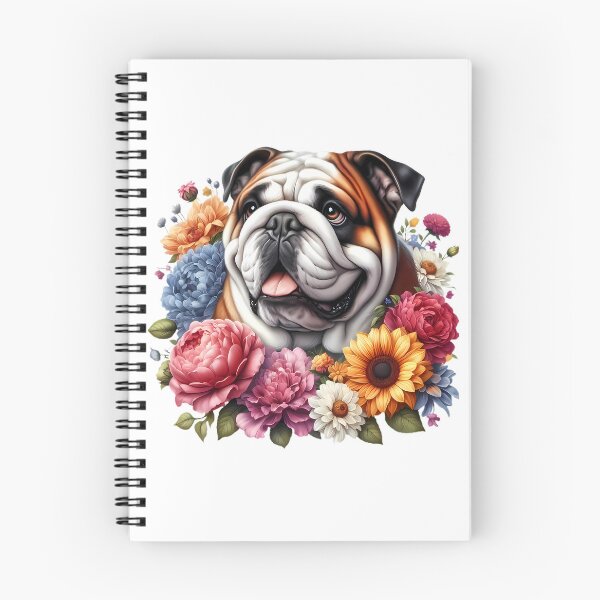 Item preview, An English Bulldog with beautiful colorful flowers designed and sold by CreativeSparkzz.