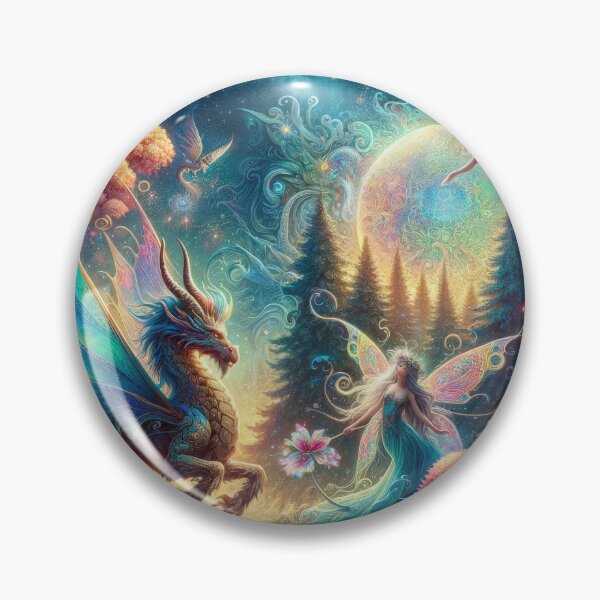 Item preview, Enchanted Night: Fairy and Dragon in Magical Forest designed and sold by SunkenCost.