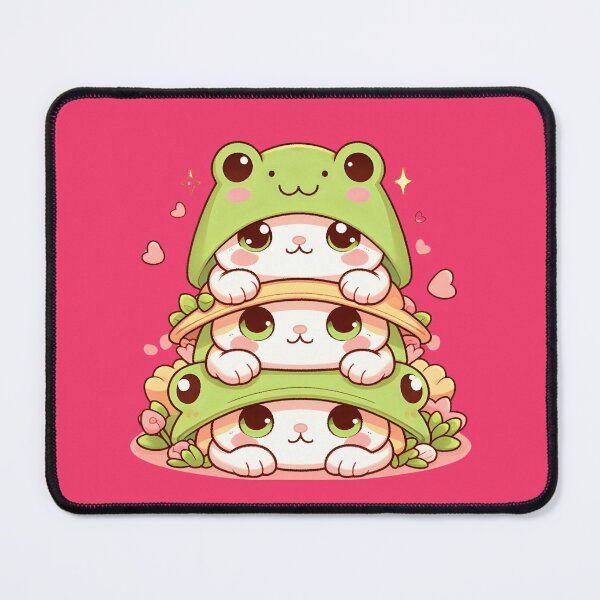 Item preview, Cottagecore Aesthetic Kawaii Cat Pile Kitty In Frog Hat designed and sold by SlocifieShop.