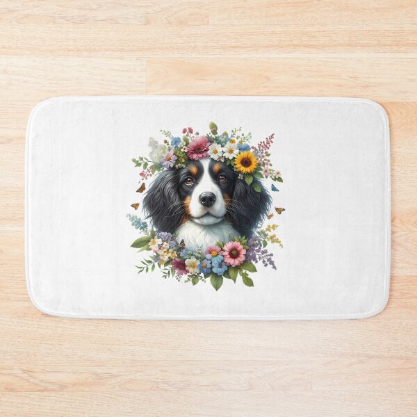 Item preview, A Kleiner Münsterländer with beautiful colorful flowers designed and sold by CreativeSparkzz.