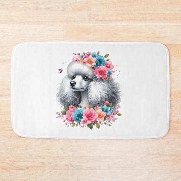 Item preview, A poodle with beautiful colorful flowers designed and sold by CreativeSparkzz.