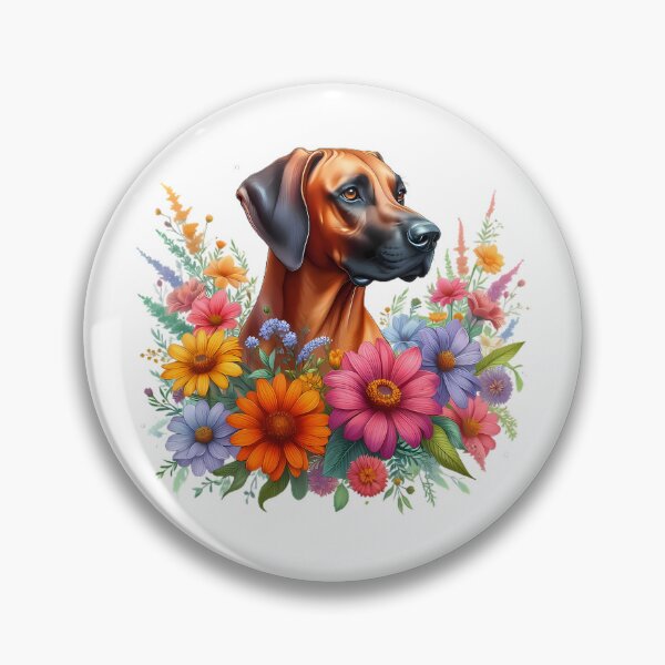 Item preview, A Rhodesian Ridgeback with beautiful colorful flowers designed and sold by CreativeSparkzz.