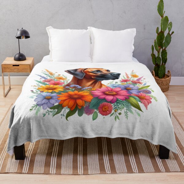Item preview, A Rhodesian Ridgeback with beautiful colorful flowers designed and sold by CreativeSparkzz.