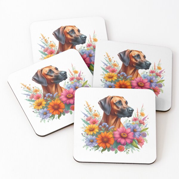 Item preview, A Rhodesian Ridgeback with beautiful colorful flowers designed and sold by CreativeSparkzz.