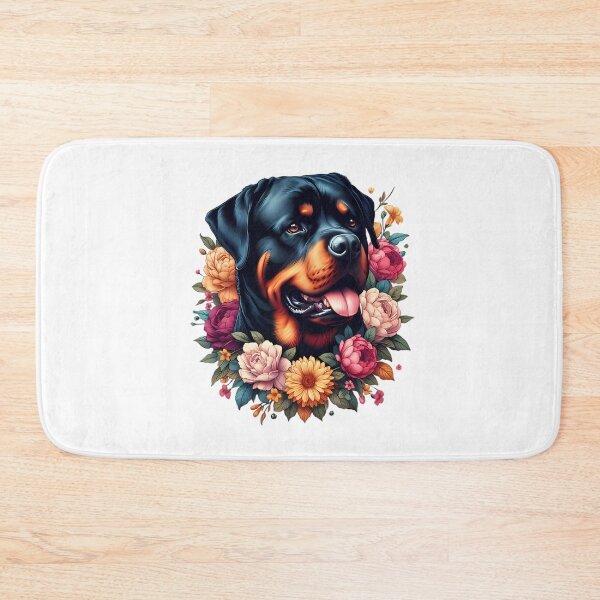 Item preview, A Rottweiler with beautiful colorful flowers designed and sold by CreativeSparkzz.