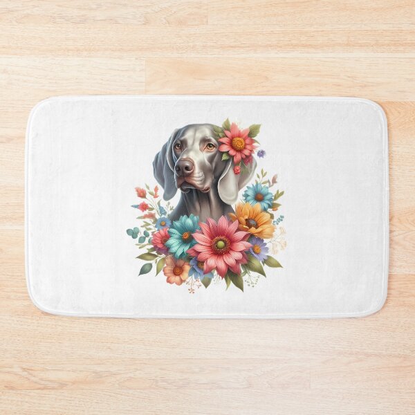 Item preview, A Weimaraner with beautiful colorful flowers designed and sold by CreativeSparkzz.