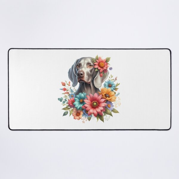 Item preview, A Weimaraner with beautiful colorful flowers designed and sold by CreativeSparkzz.