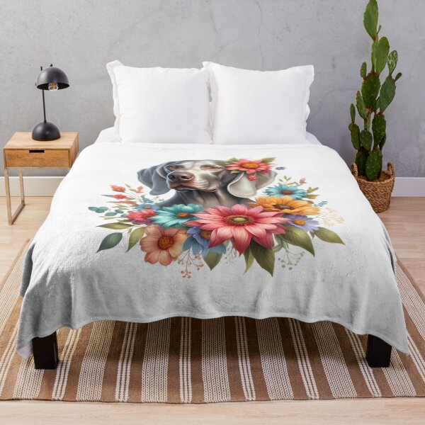 Item preview, A Weimaraner with beautiful colorful flowers designed and sold by CreativeSparkzz.