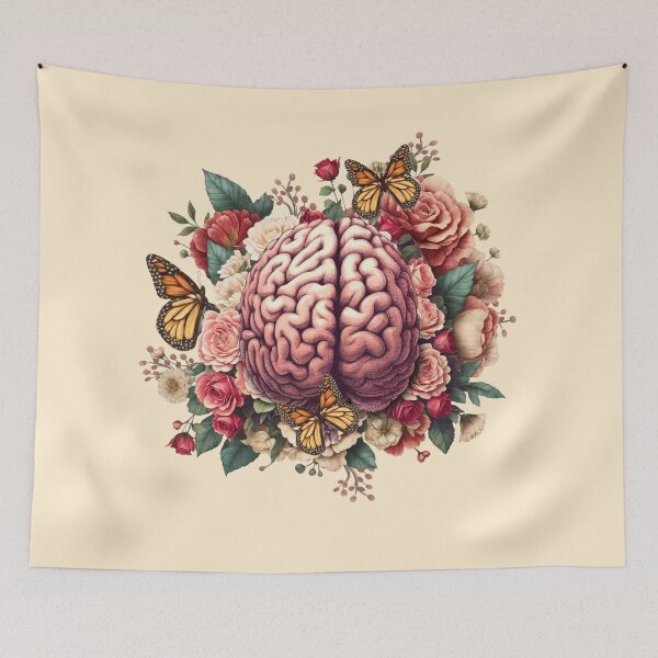 Item preview, Mental health is important, value your mind, flloral, positivity, vibrant color, creativity, right hemisphere brain designed and sold by Collagedream.