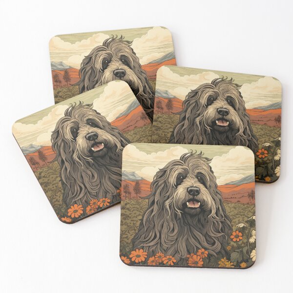 Item preview, Bergamasco Sheepdog dog art in old retro vintage style designed and sold by WallyPink.