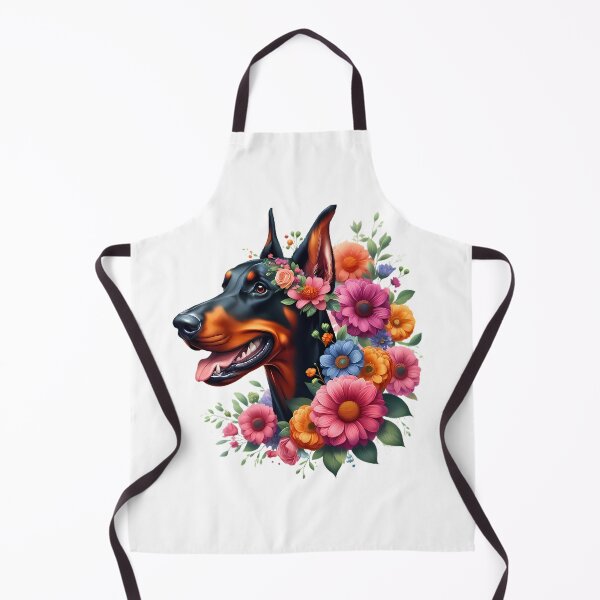 Item preview, A Doberman with beautiful colorful flowers designed and sold by CreativeSparkzz.