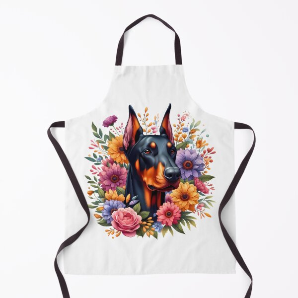 Item preview, A Doberman with beautiful colorful flowers designed and sold by CreativeSparkzz.