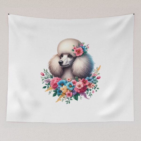 Item preview, A poodle with beautiful colorful flowers designed and sold by CreativeSparkzz.
