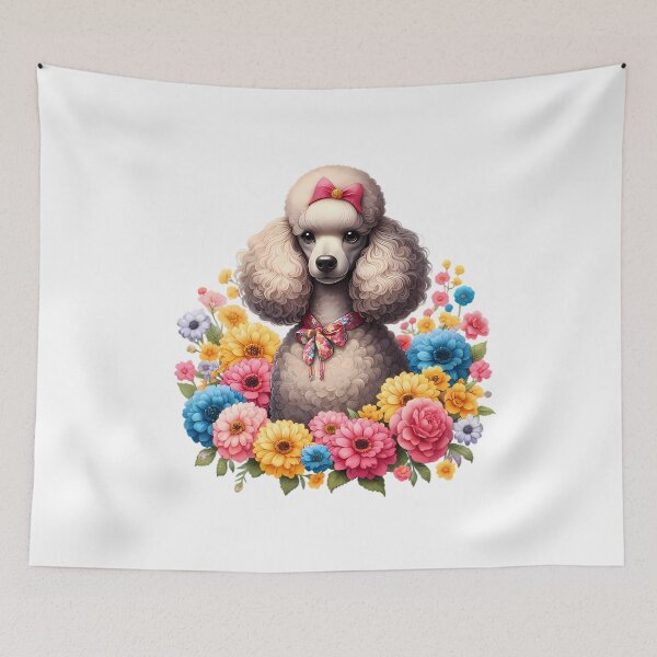 Item preview, A poodle with beautiful colorful flowers designed and sold by CreativeSparkzz.