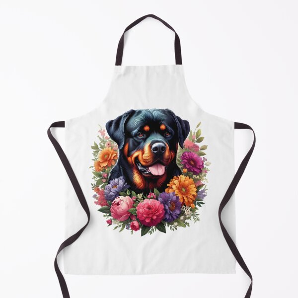Artikelvorschau, Ein Rottweiler mit schönen bunten Blumen entworfen und verkauft von CreativeSparkzz.