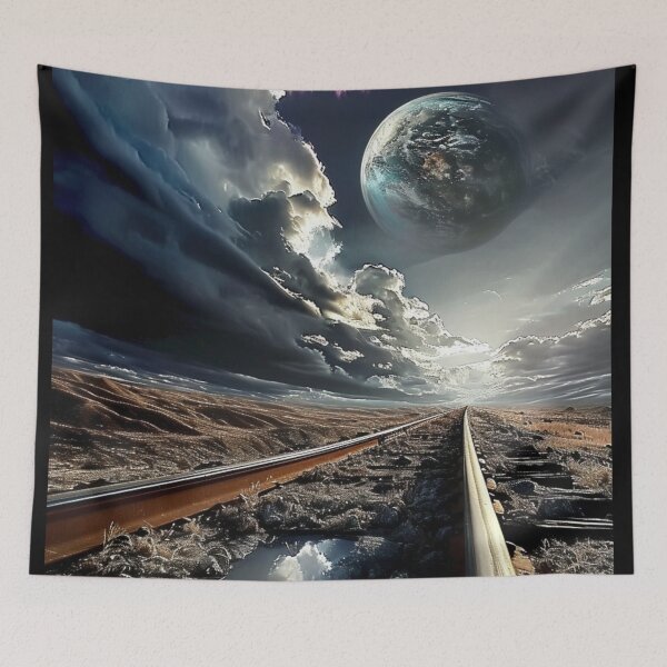 Item preview, Realistic Art Landscape Realism Painting Unique Weird Train Tracks C112-01 designed and sold by MPCFICTION.