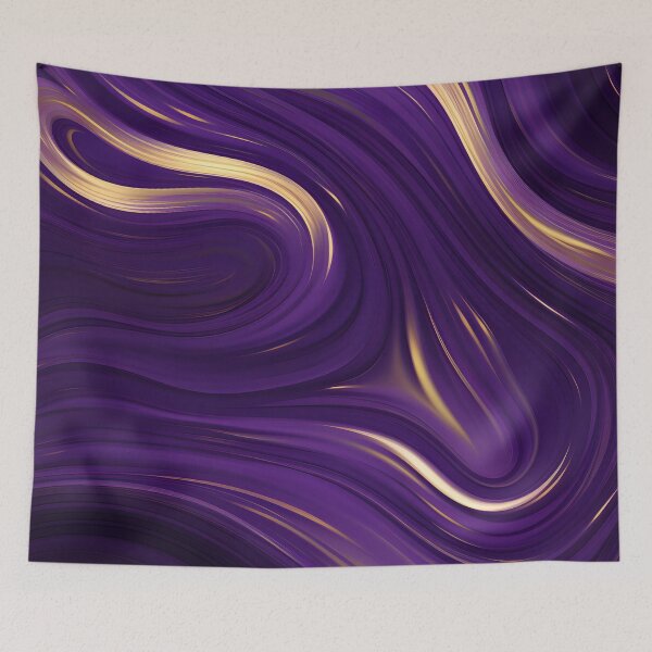 Item preview, Aesthetic dark purple and golden abstract swirls pattern designed and sold by PleasingVisuals.