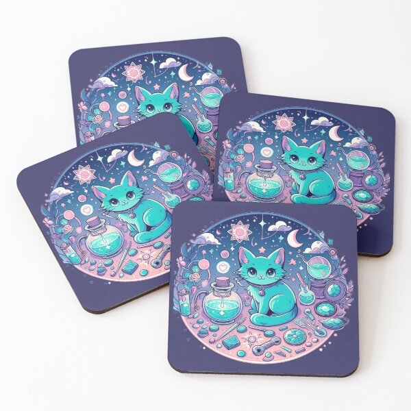 Item preview, Magical Crystals Kitty Cat Space Potions Galaxy Stars Fluffy Kitten designed and sold by CoffeeIsATrip.