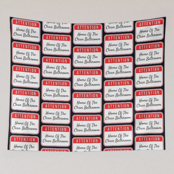 Item preview, ATTENTION:  Home Of The Clean Bathroom - funny warning signs designed and sold by DesignsFromTW-S.