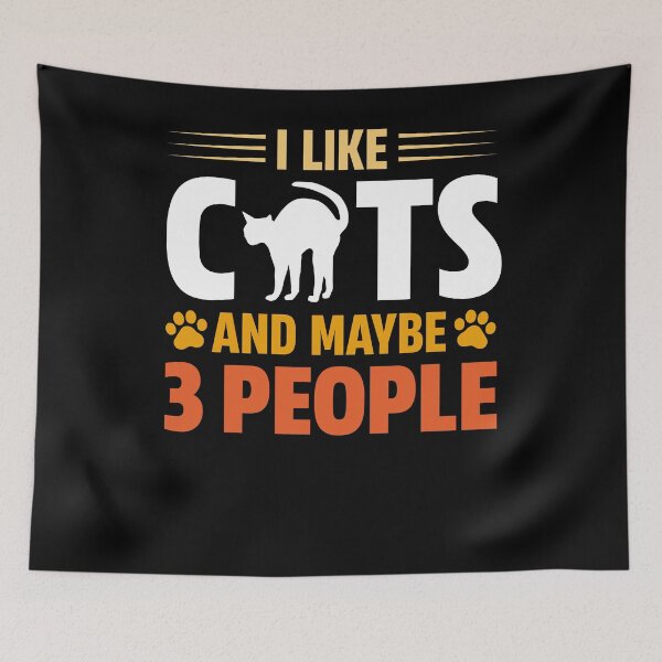 Item preview, I Like Cats and Maybe 3 People - Funny Cat Lover Tee designed and sold by FabledCanvas.