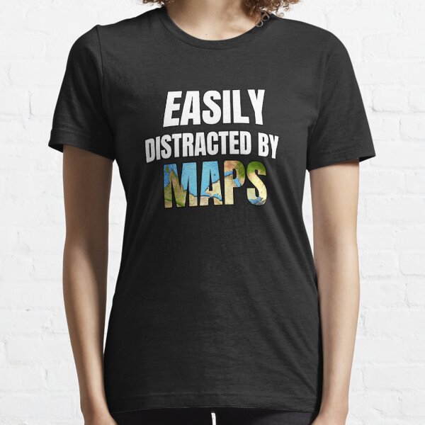 Item preview, easily distracted by maps , funny geography teacher quote designed and sold by Micro-dose.