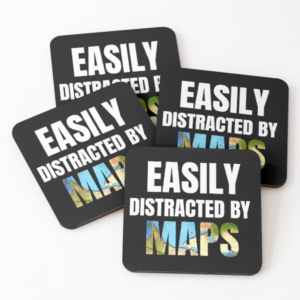 Item preview, easily distracted by maps , funny geography teacher quote designed and sold by Micro-dose.