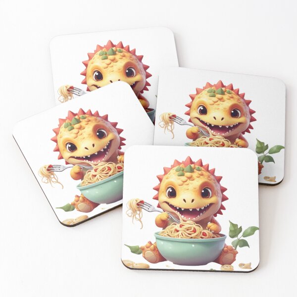 Item preview, CUTE DINOSAUR EAT SPAGHETTI designed and sold by TomxDesign.