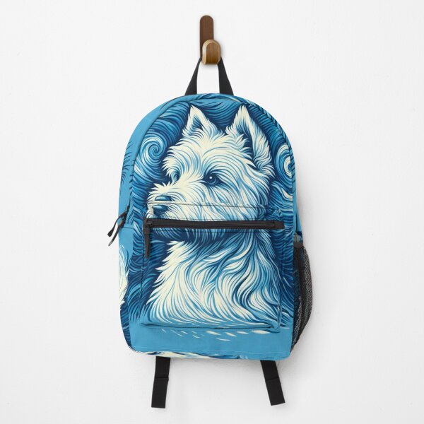 Item preview, White and Blue Westie Graphic Art - West Highland Terrier in Vincent Van Gogh Style designed and sold by Star-Fragment.
