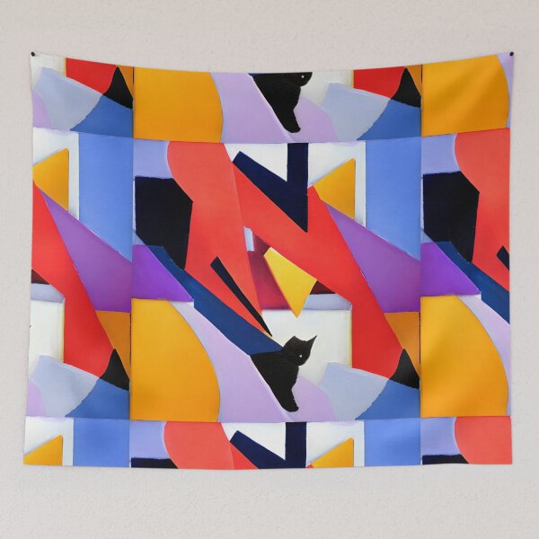 Item preview, Midnight Muse - Black Cat and Abstract Art designed and sold by CushyNest.