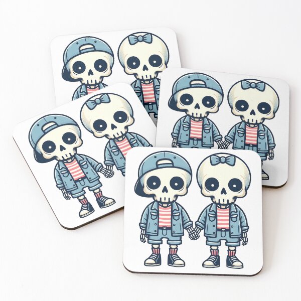 Item preview, Cute preppy skeletons holding hands designed and sold by revsdesign.