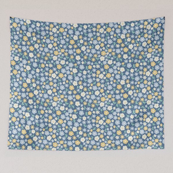 Item preview, MINI MICRO SCANDINAVIAN STYLE DITSY DAISY FLOWERS NAVY designed and sold by blomastudios.