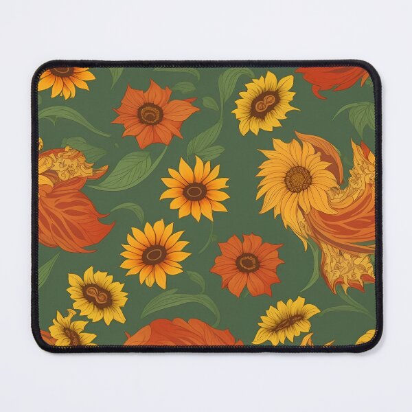 Item preview, sunflowers and beautiful red flowers in green background summer and spring fashion designed and sold by Carlos Gudino.