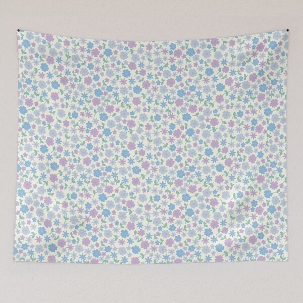 Item preview, MINI MICRO PRAIRIE STYLE DITSY DAISY FLOWERS PURPLE AND BLUE designed and sold by blomastudios.