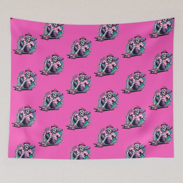 Item preview, Pink Preppy Skeleton Sitting on Skateboard designed and sold by AnasCreativeHub.
