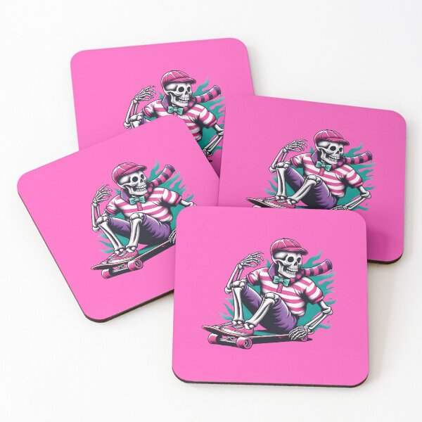 Item preview, Pink Preppy Skeleton Sitting on Skateboard designed and sold by AnasCreativeHub.