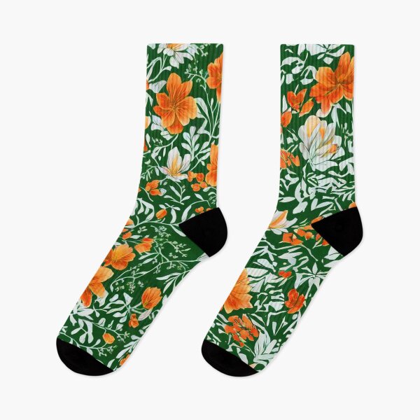 Item preview, Bright Green Garden With Cute Orange Flowers - Floral Pattern designed and sold by SassyArtistry.