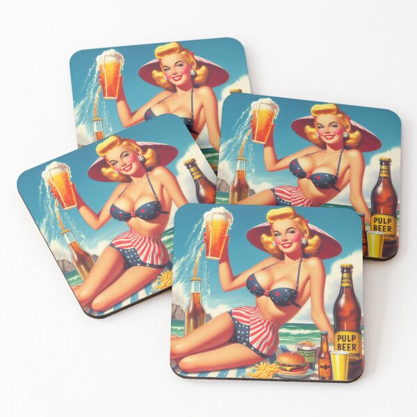 Item preview, Beach Beer Pin Up designed and sold by PulpVintage.