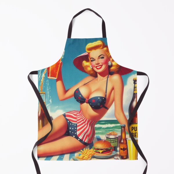 Artikelvorschau, Strandbier-Pin-Up entworfen und verkauft von PulpVintage.