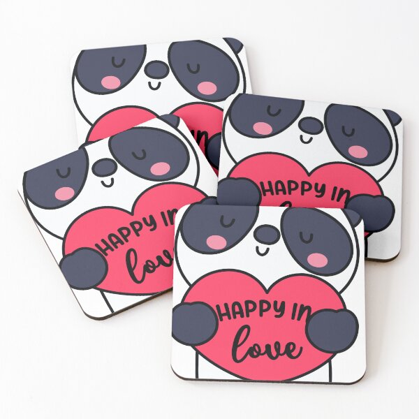Item preview, Panda holding a heart with the quote happy in love designed and sold by photoartdesin.