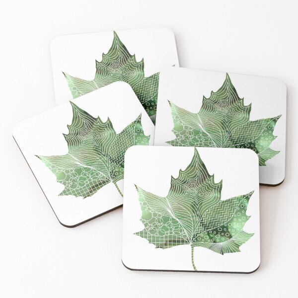 Item preview, Green alcohol ink maple leaf designed and sold by Stella-Bell.