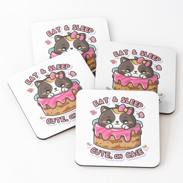 Item preview, Eat & Sleep Cute Kawaii Cat on Cake designed and sold by ALAXYM.