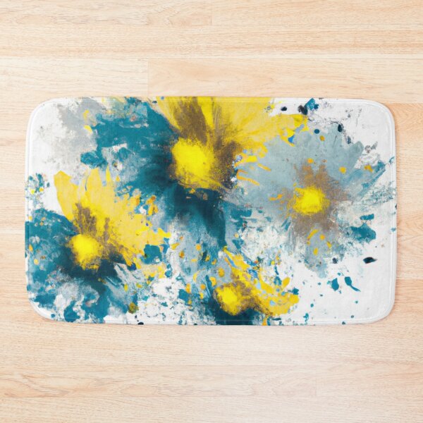 Item preview, Watercolor Daisies in Goldenrod and Blues on an Off White Background designed and sold by Content by Steph.
