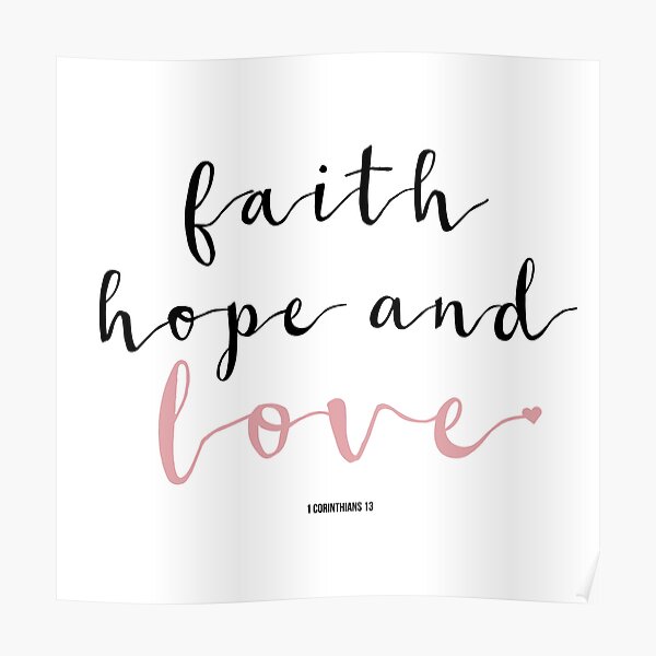 Faith Hope Love Cute Girly Christian Quotes Handwritten Typography