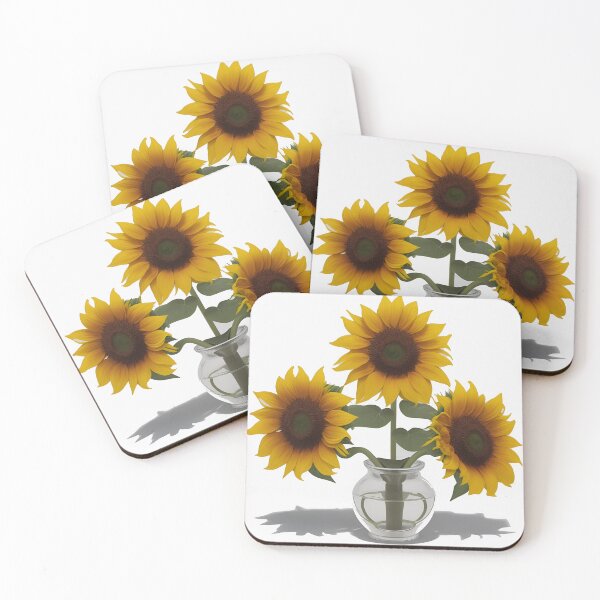 Item preview, sunflowers in glass vase beautiful flowers summer and spring style designed and sold by Carlos Gudino.