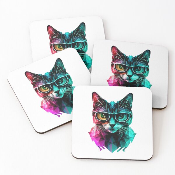 Item preview, Geek cat colorful painting designed and sold by GeekWardrobe.